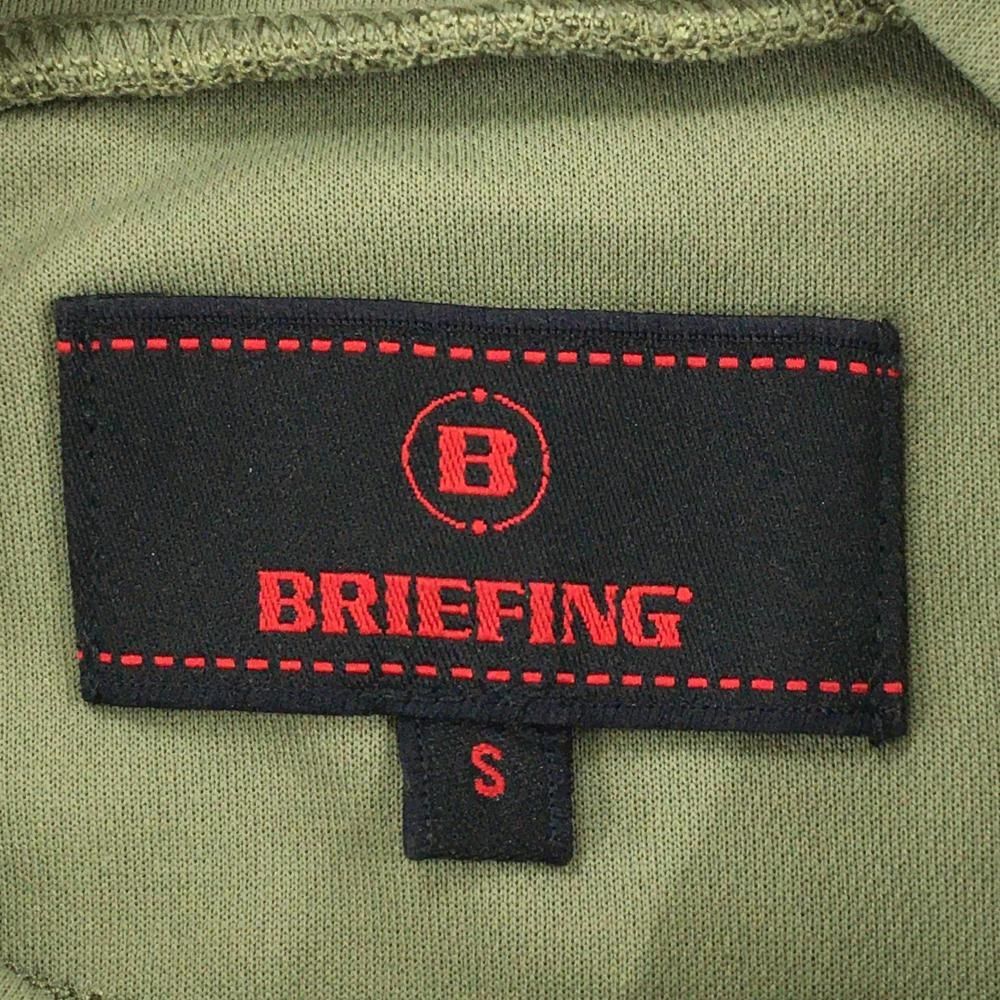 【超美品】ブリーフィング 長袖ハイネックシャツ 白×カーキ バイカラー 胸ロゴ メンズ S ゴルフウェア BRIEFING