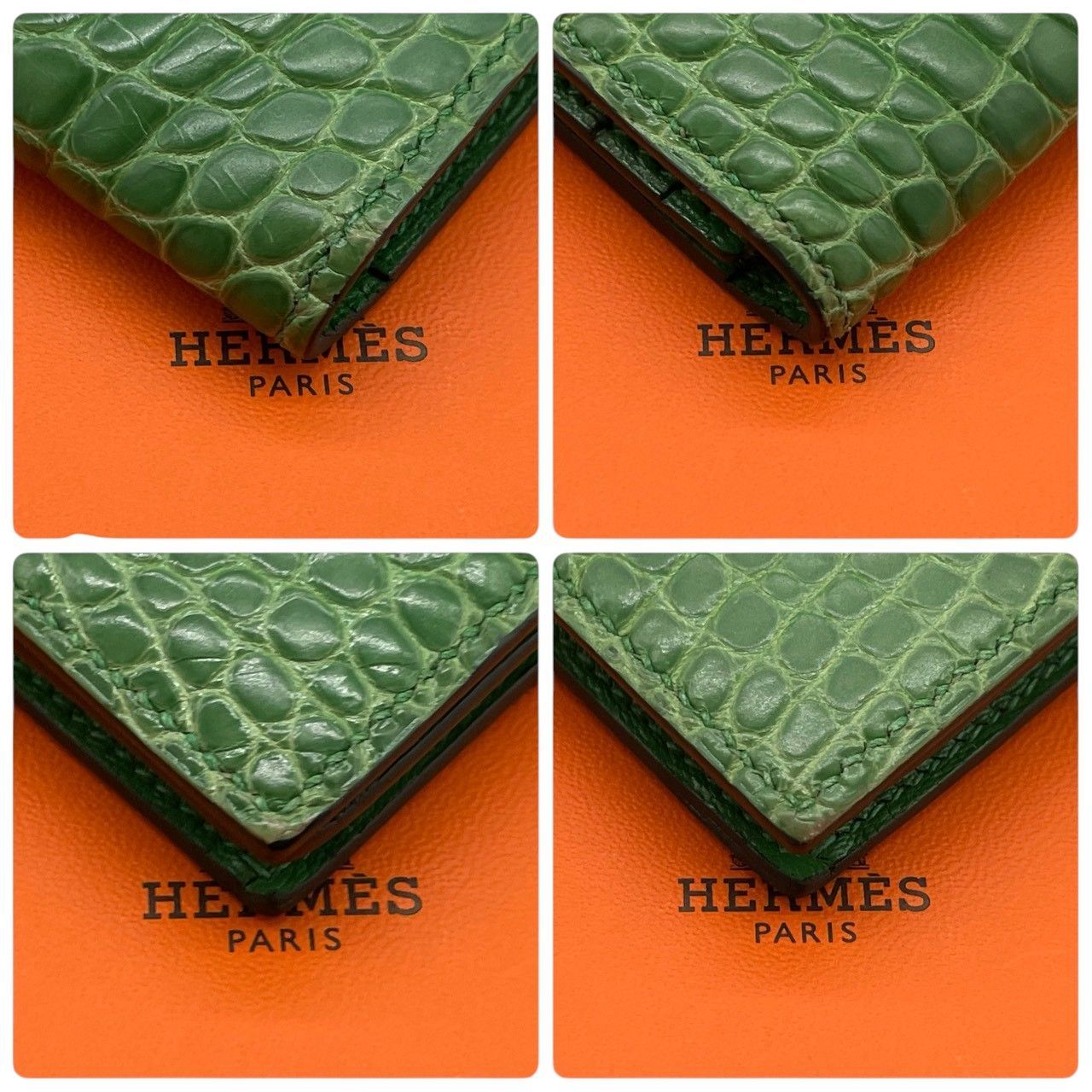 超極美品】エルメス HERMES 二つ折り長財布 ベアンスフレ アリゲーター 