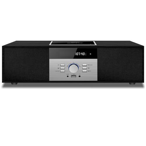 ミニコンポ・セットコンポ CDプレーヤー レトロ/Bluetooth/FMステレオ/USB MP3再生/AUX入力、ヘッドフォンジャック、家庭用コンパクトONEBODYシステムを備えたビンテージスタイルのHiFiステレオシステムma 8104fcef