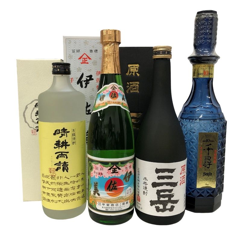 芋焼酎 4本セット 伊佐美 + 三岳 原酒 + 千尋 10年 藍ボトル + 晴耕雨讀 720ml~750ml 25~39度 【未開栓品】 22605K1124