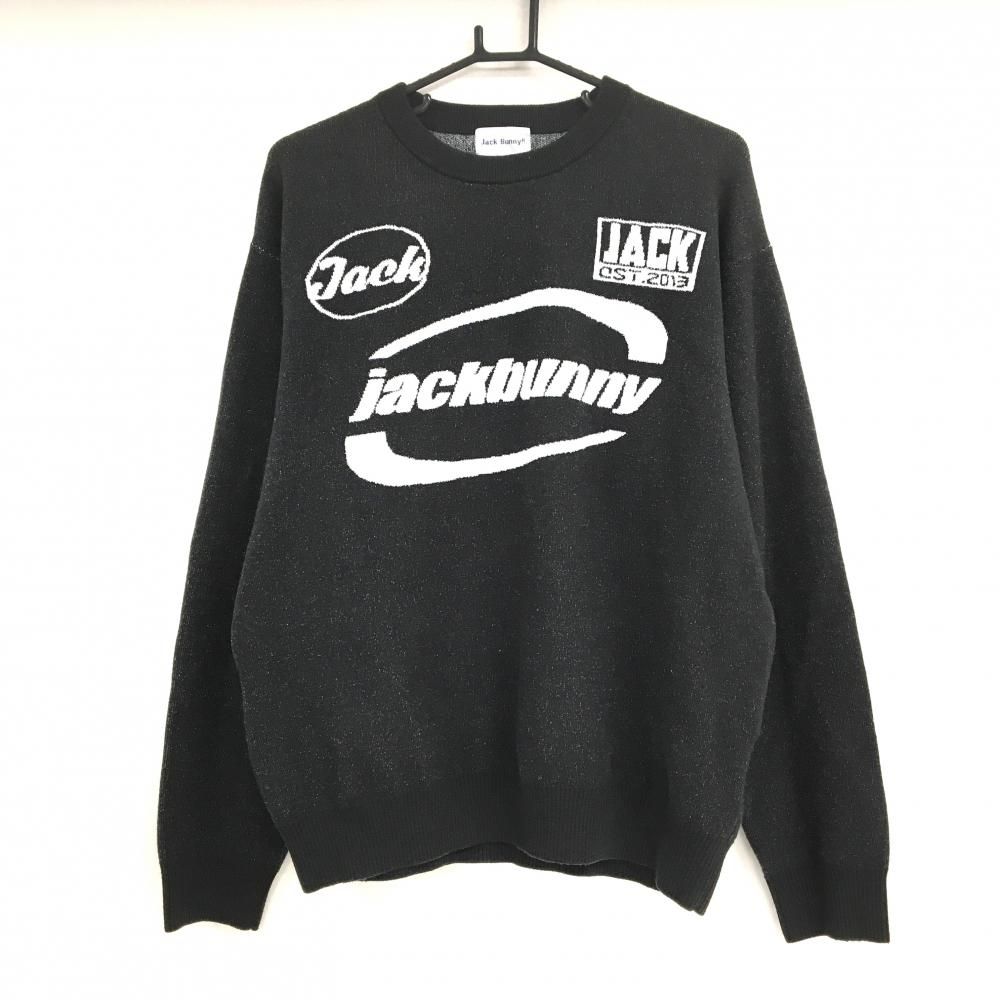 超美品】ジャックバニー セーター 黒×白 フロントロゴ ニット メンズ 6 
