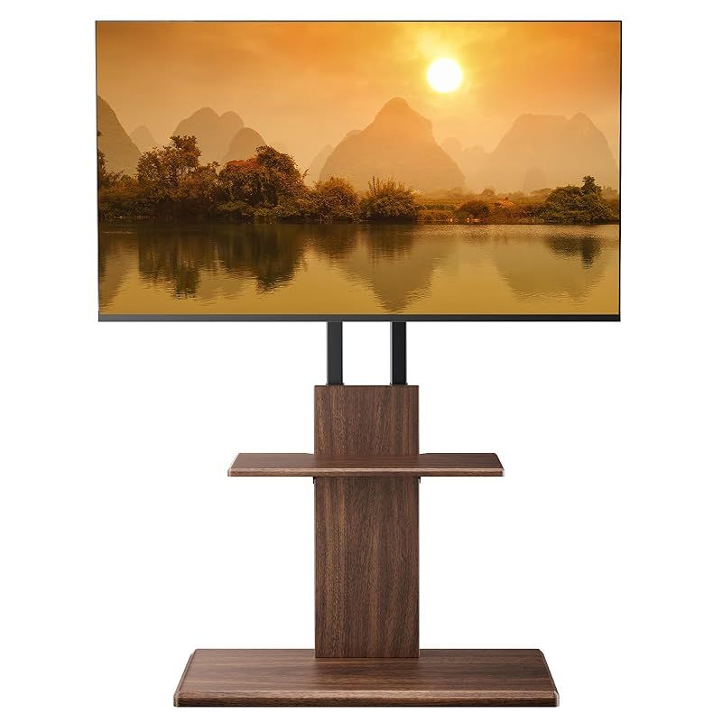 Perlegear テレビスタンド 壁寄せ ハイタイプ tvスタンド tv stand テレビ台 壁掛け 32~70インチ対応 VESA／横100-600mm／縦100-400mm 耐荷重45kg 12段目高さ調節 左右20度首振り 木目調ブラウン PGF 0