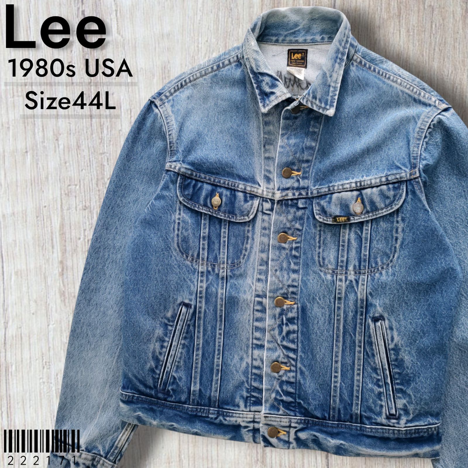 Leeリー■雰囲気抜群 1980s vintage USA製 101J 後継 220-2647 デニム トラッカージャケット 44L ロング丈 Gジャン 4ポケット RIDERS ライダース ビッグサイズ COWBOY カウボーイ