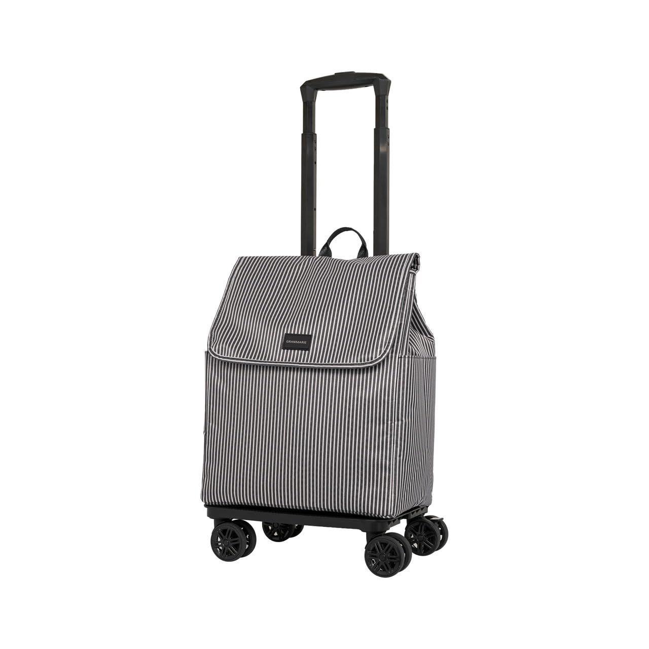 ☆新品☆GRANMARIE[グランマリー] ショッピングカート 大容量 25L 折りたたみ可能 ブレーキ付き 4輪 軽量 保冷 お買い物カート キャスター付き 高齢者 ストライプブラック GM-132STBK 2471c773