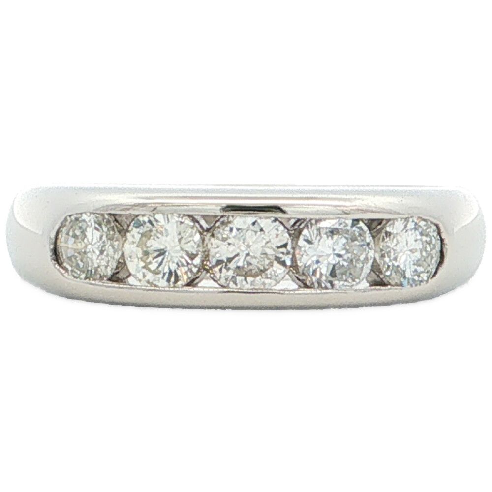 0.41ct 一文字 5P ダイヤモンドリング 指輪 Pt900-3.3g 8号 #48 プラチナ【♀】【S】【レディース】★■612219【中古】