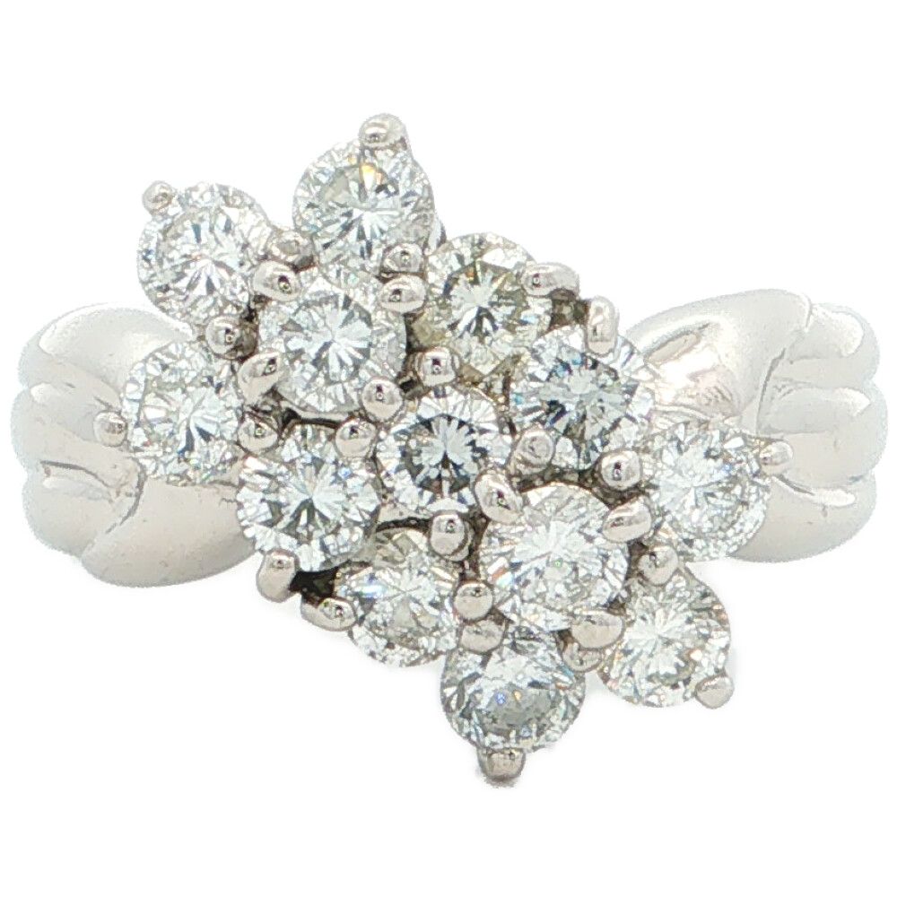 1.37ct パヴェセッティング 13P ダイヤモンドリング 指輪 Pt900-6.4g 7号 #47 プラチナ 【♀】【S】【レディース】★■613789【中古】