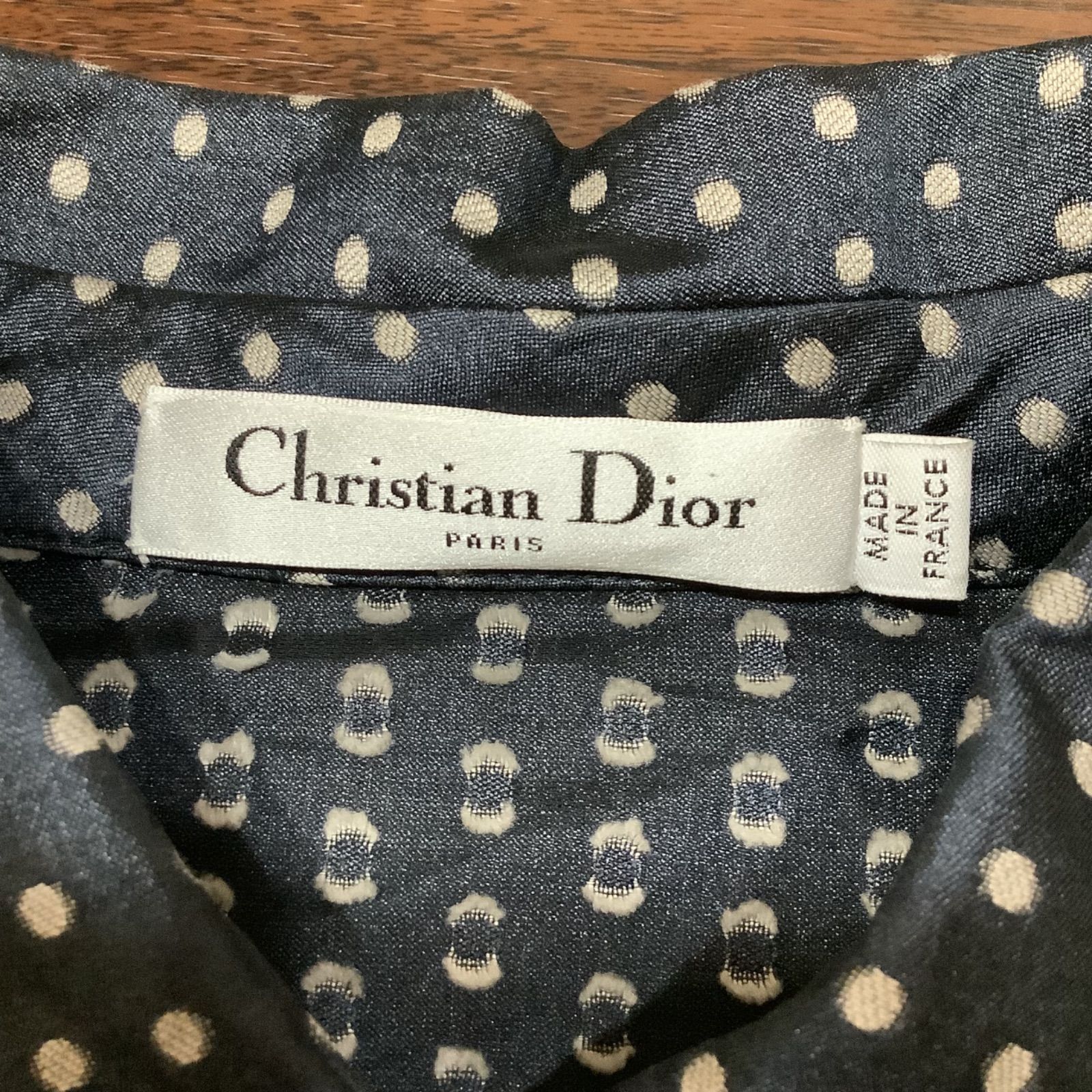 クリスチャンディオール ChristianDior ドット刺繍 ベルト付き シャツ