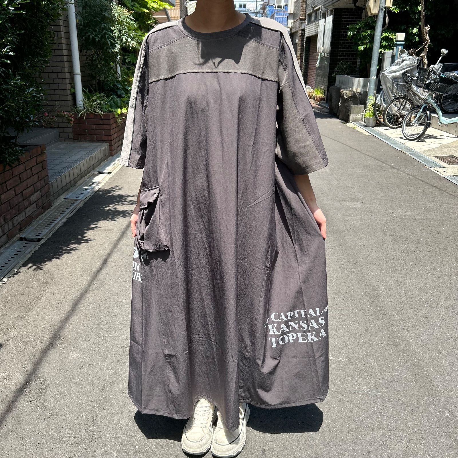 シルケットツイル配色ライン半袖ワンピース(15258599/K261023)