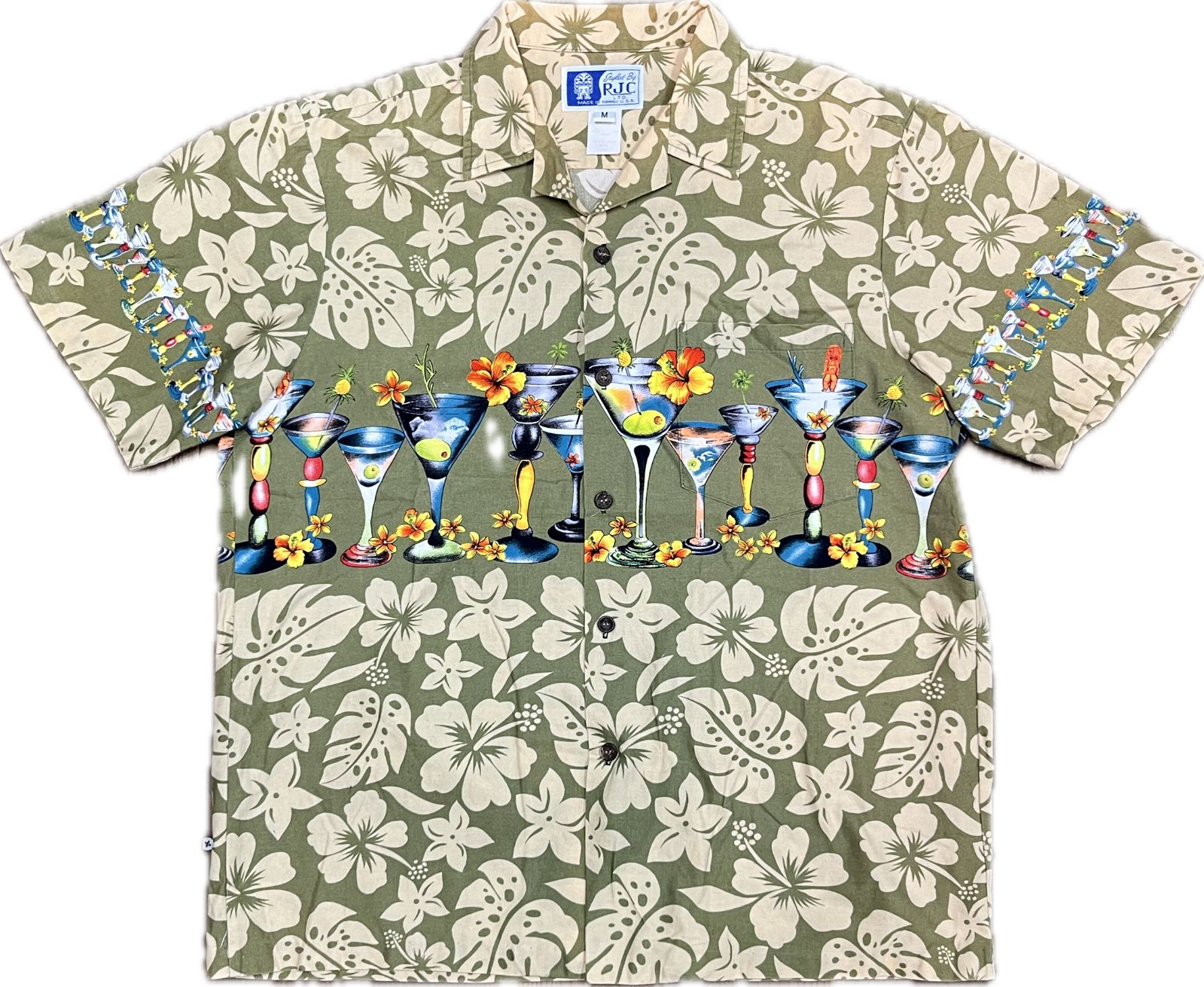 MADE IN HAWAII “RJC” Cocktail Border Aloha Shirt