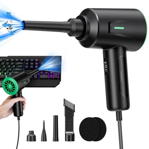 電動エアダスター - エアブロワー - キーボード用多目的圧縮空気ダスター - コンピュータとPC - 163g強力なモーター（緑）★m 65b4159d