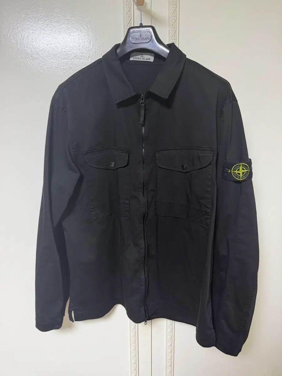 ストーンアイランド ワッペン コットン ストレッチ オーバーサイズシャツ ブラック XXL 2XL 出品