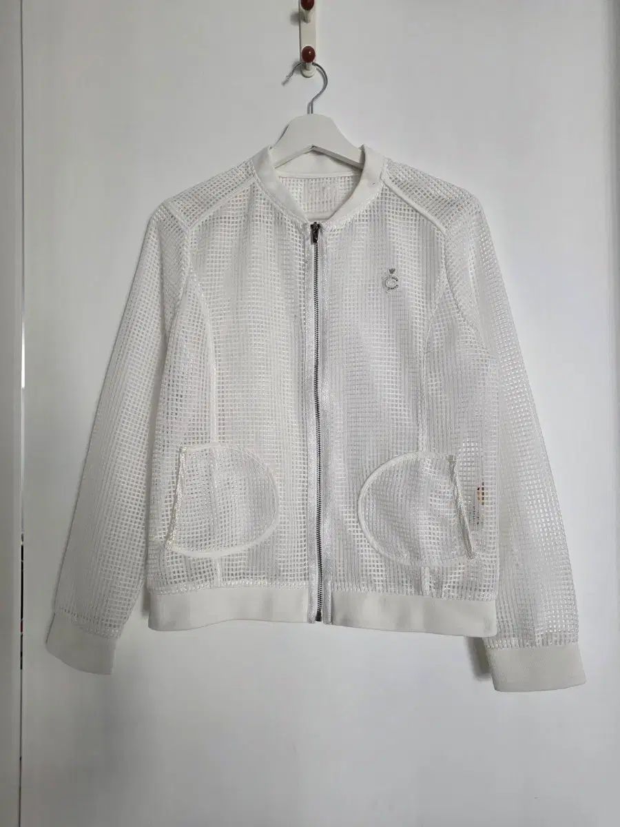 ルイ カルテル 白 シースルー メッシュ ジップアップ ジャケット