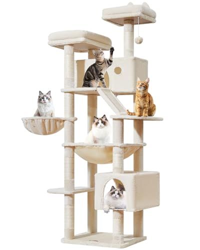 木目調 大型猫用キャットタワー 高さ180cm Taoqimiao キャットタワー 高さ180cm 大型猫用 多頭飼い対応 据え置き