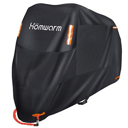 Homwarm バイクカバー 300D厚手 防水 紫外線防止 盗難防止 収納バッグ付き (XXL, ブラック) shu 409c870e
