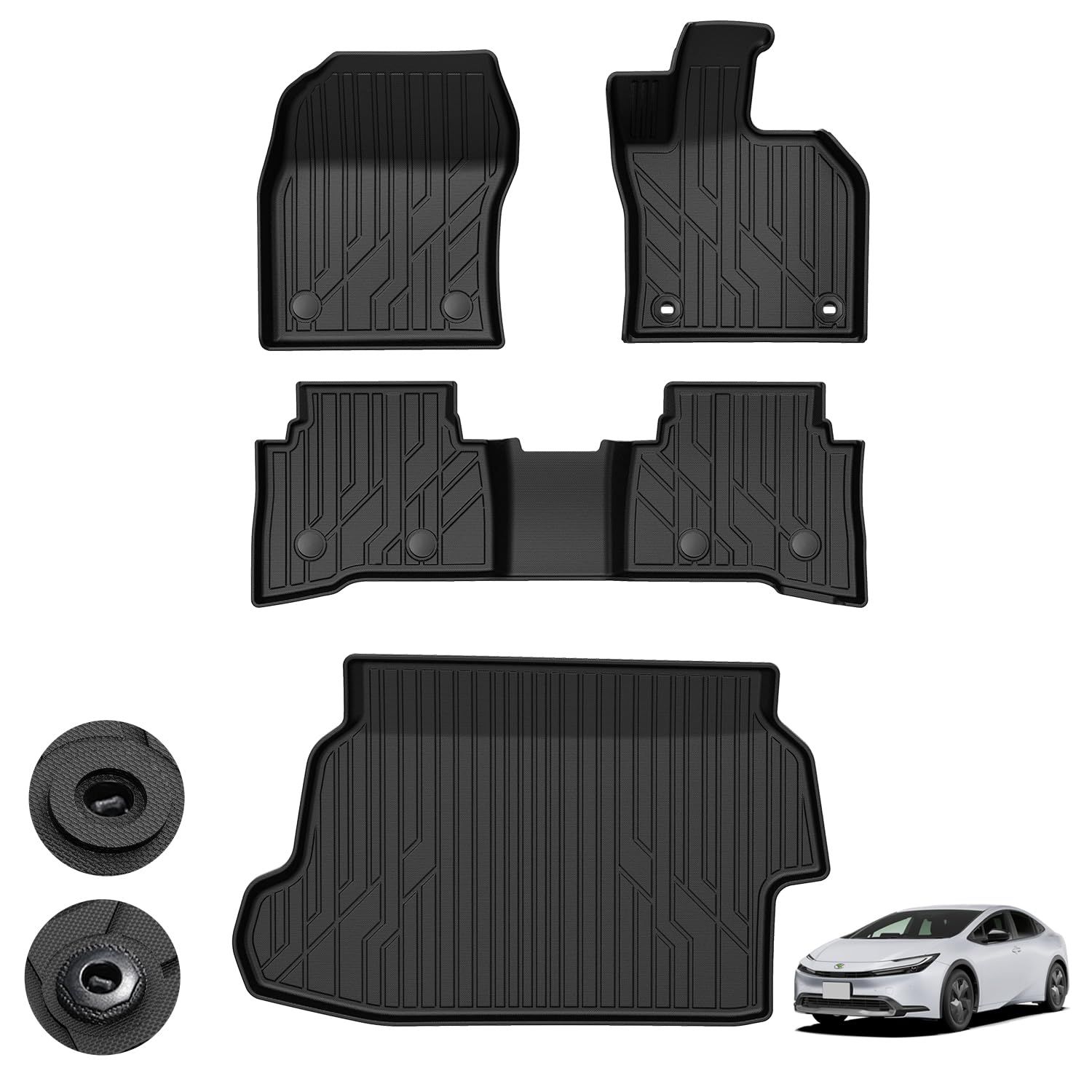 Kotesoto トヨタ プリウス60系 フロアマット PRIUS60系 セカンドマット ZVW60 ZVW65 トランクマット MXWH60 MXWH65 耐汚れ 3D立体 TPE素材 防水 滑り止め アクセサリー 内装 車種専用設計 取付簡単 ハイブリ 0