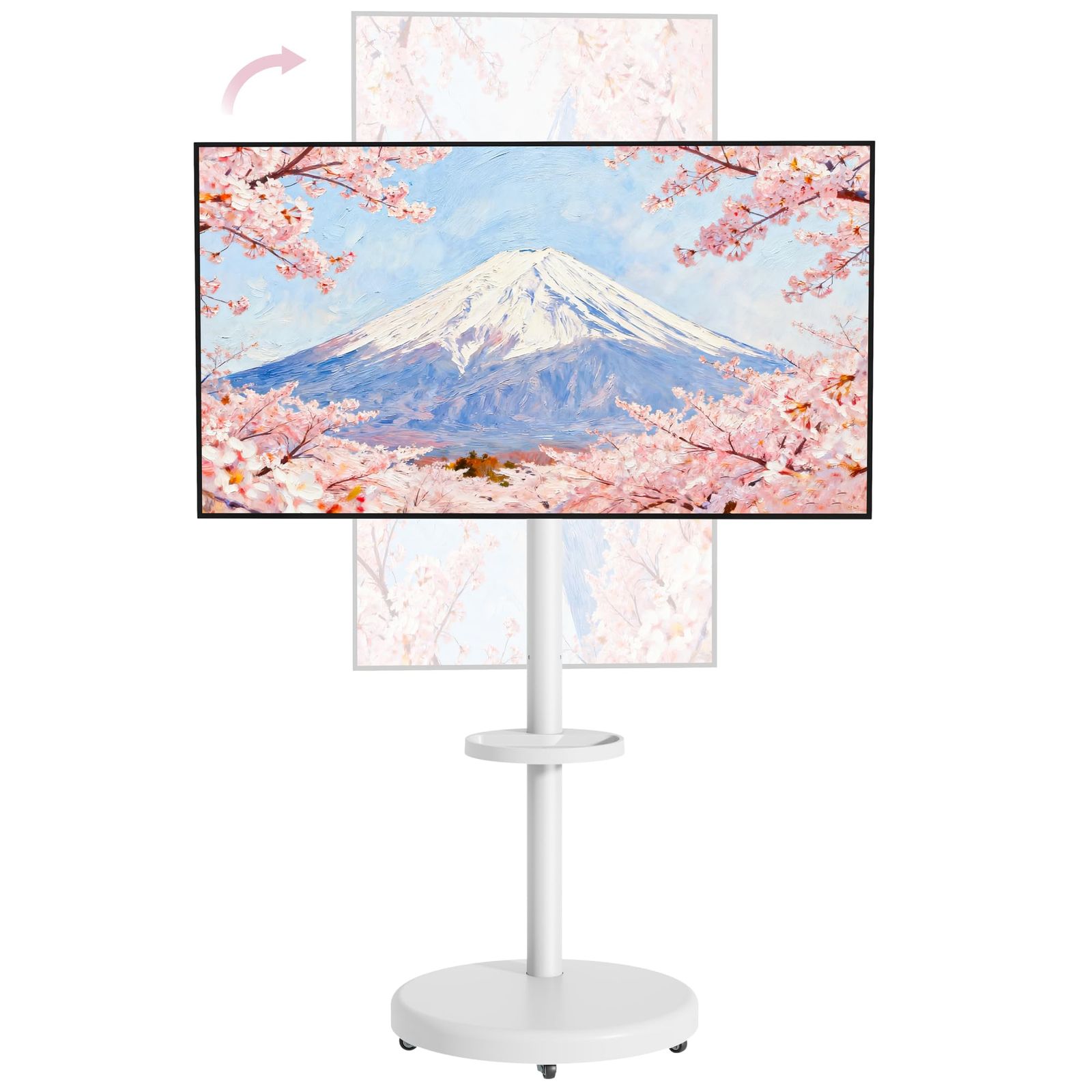 ECOTINY テレビスタンド 37~86インチ対応 縦横回転 壁寄せ 耐震 移動式 自立式 ハイタイプ テレビ台 VESA／横200～600mm／縦200～400mm 耐荷重60kg 高さ5段階調整 角度回転 TVスタンド おしゃれ 省スペース 家用 会 0