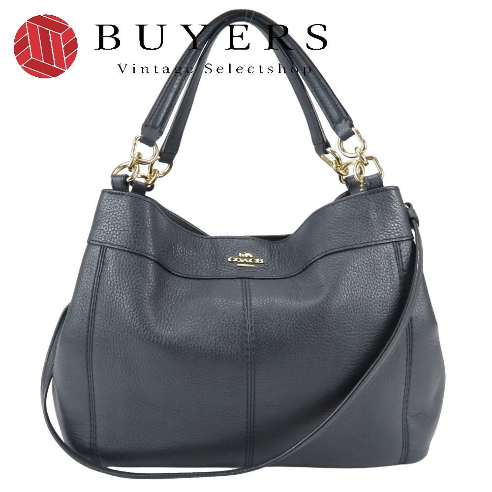 【中古】 コーチ トートバッグ F28992 レザー ダークネイビー ゴールド金具 2WAY 斜め掛け ショルダー シンプル 普段使い レディース 女性 COACH