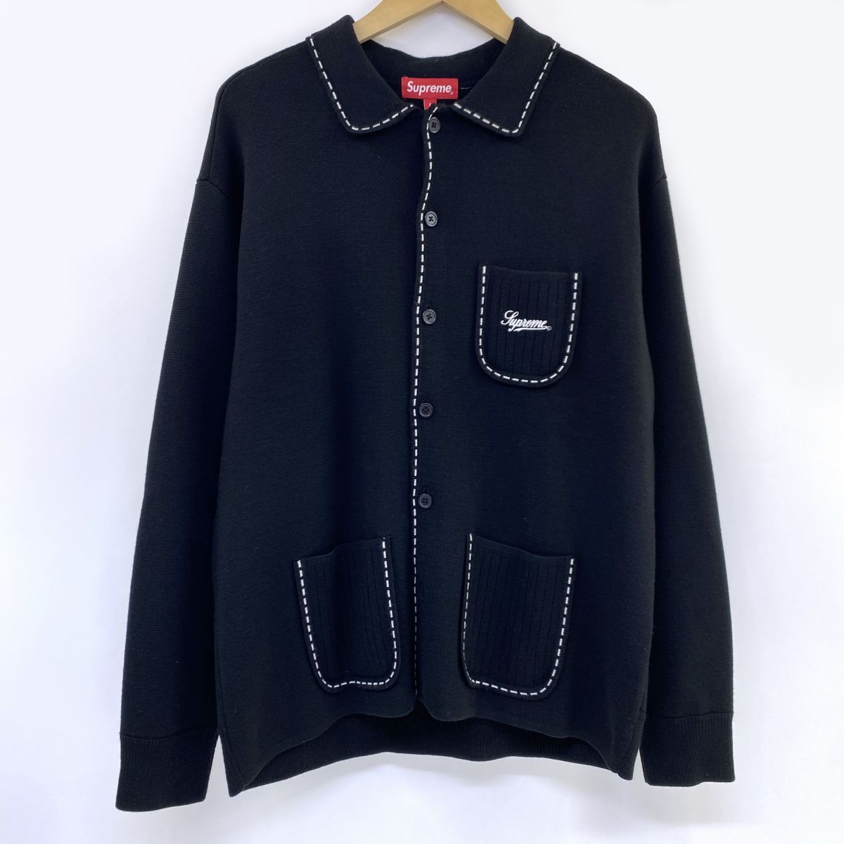 Supreme シュプリーム Contrast Stitch Button Up コントラスト ステッチ ボタンアップ Lサイズ ※中古
