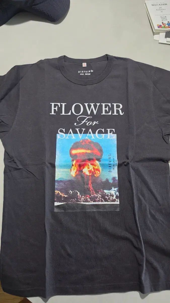 ディアフバイン フラワー プリンティング 半袖 Tシャツ L