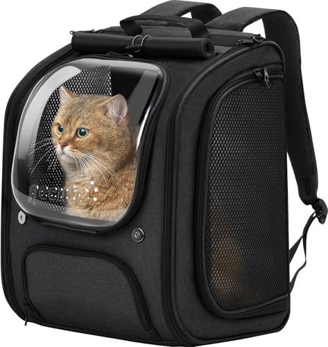 ペキュート Pecute 猫 きゃりーバッグ ペット キャリーバッグ 猫 犬用 リュック 透明な窓 通気性 ペットハウス 折り畳み お出かけ ドライブ 旅行 通院 防災 避難用 キャリー ブラック 0