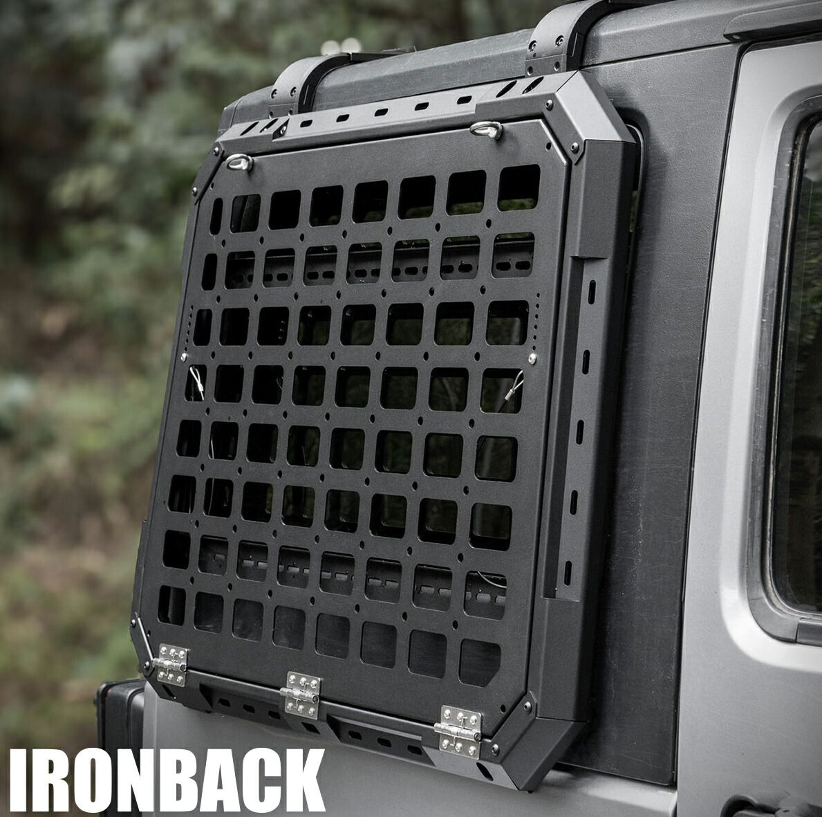 IRONBACK(アイアンバック) サイドストレージパネル 左右セット ジープ ラングラー JK 2007-2018 サイドウィンドウラック MOLLEパネル 折りたたみテーブル オーバーランド 外装 カスタム パーツ Wrangler