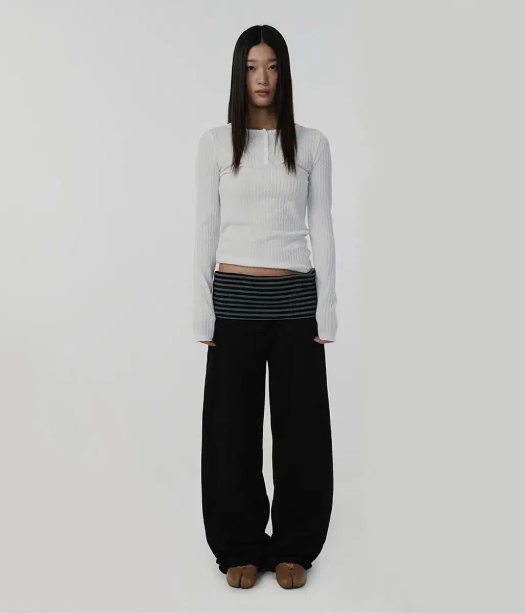 スウェード LAYERED LONG PANTS ブラック