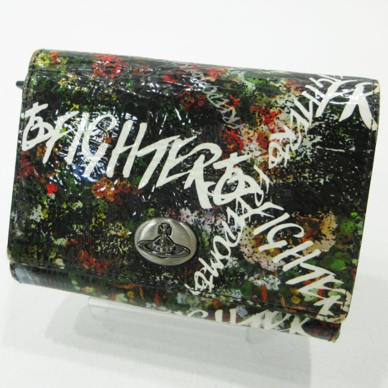 【三重本店】 中古 Vivienne Westwood | ヴィヴィアンウエストウッド 二つ折り財布 FREEDOM FIGHTER FLOWER マルチカラー 【124】