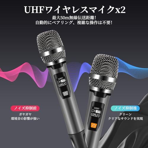 Giecy スピーカーセット 拡声器 ワイヤレスマイク2本 Bluetooth 5.0