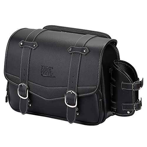 KEMIMOTO バイク サイドバッグ サドルバッグ 汎用 15L サイドバック 大容量 ドリンクホルダー付属 金具防錆 小物収納 ブラック KM401kk 5552d586