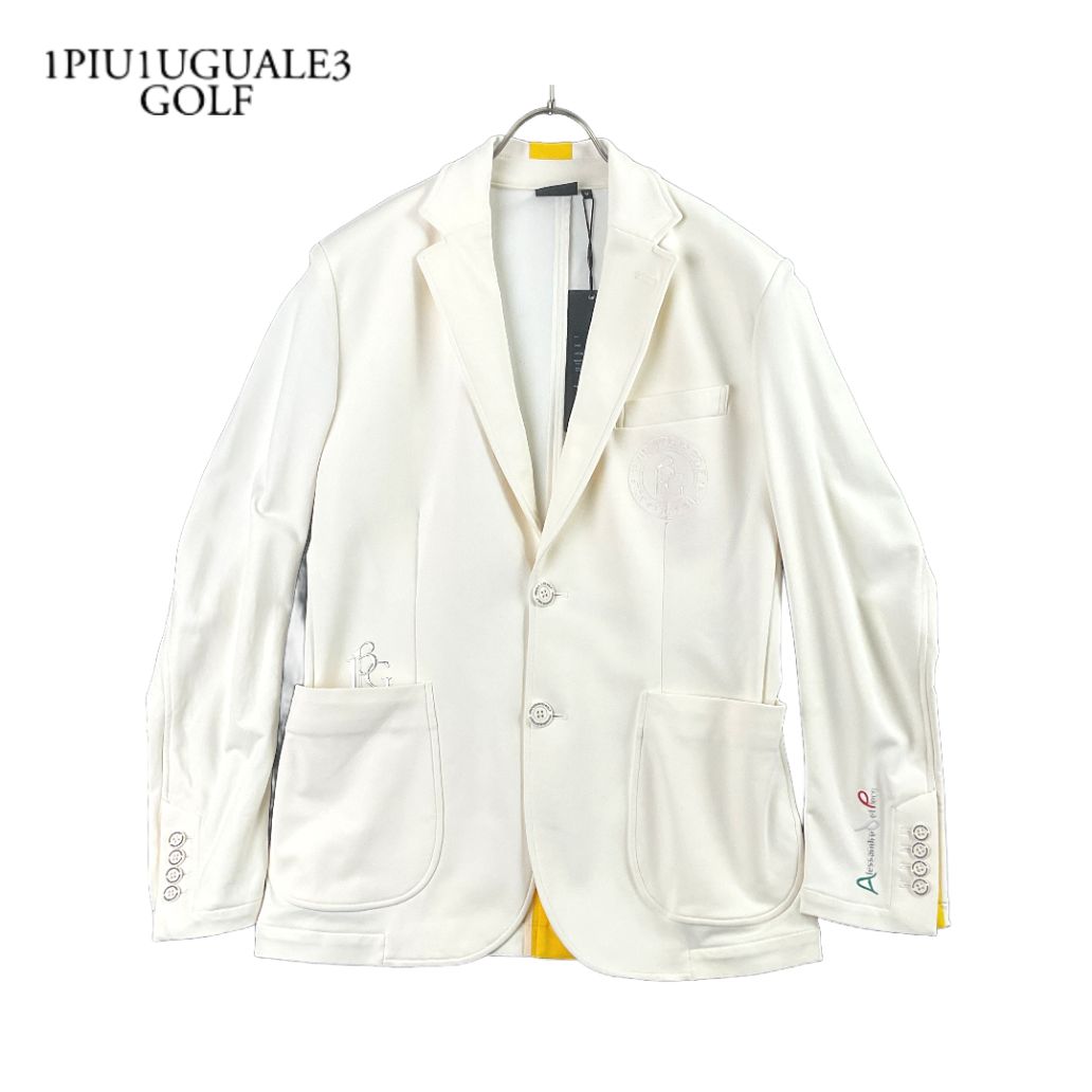 1PIU1UGUALE3 GOLF × アレッサンドロデルピエロ ADP PLAYABLE JACKET　コラボプレイヤブルジャケット 4 ホワイト×イエロー 【値下げ交渉歓迎】