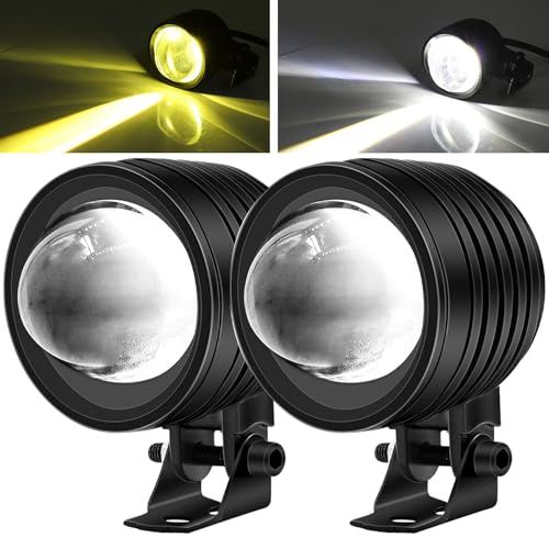 LEDフォグランプ バイク用 4Dレンズ 補助ライト 集光 12V24V兼用 防塵耐震省エネ ヘッドライト カットライン トラック/ボート/船舶/機械照明などに汎用 ホワイト&イエローkk aafae0c8
