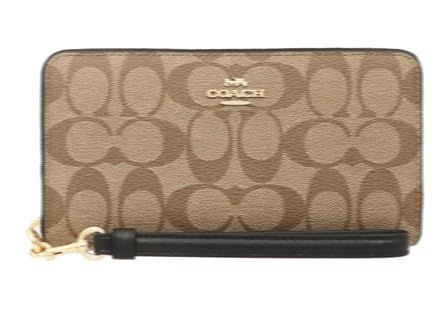 [ＣｏｃｏＬｅｚａ] レディース 長財布 ラグジュアリー シグネチャー ロング ジップ アラウンド ウォレット ラウンドファスナー ストラップ付 アウトレット品 (カーキ×ブラック) [並行輸入品]e 7d440c32