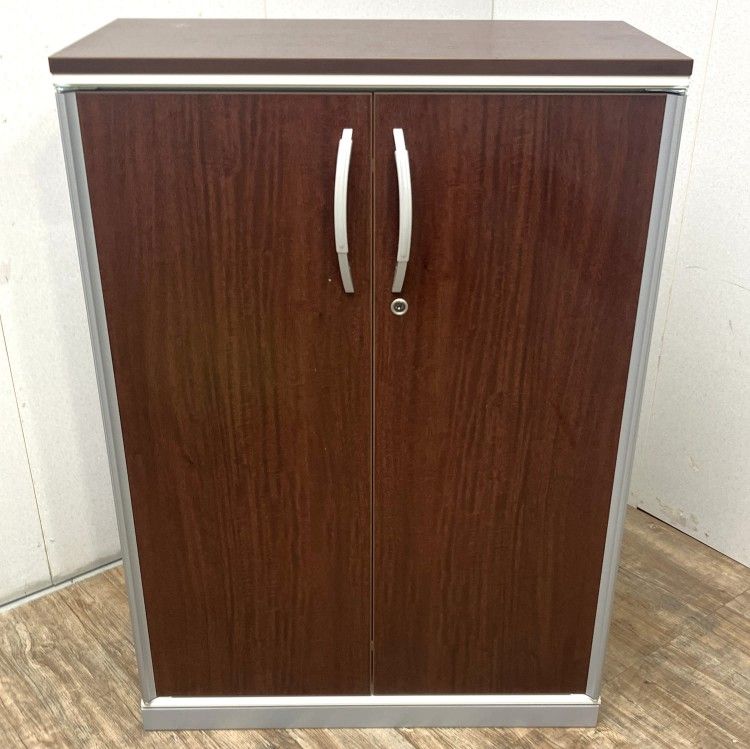 【中古品】プラス エクセフストレージシリーズ 天板付両開き書庫 XS-105A-W MH ブラウン