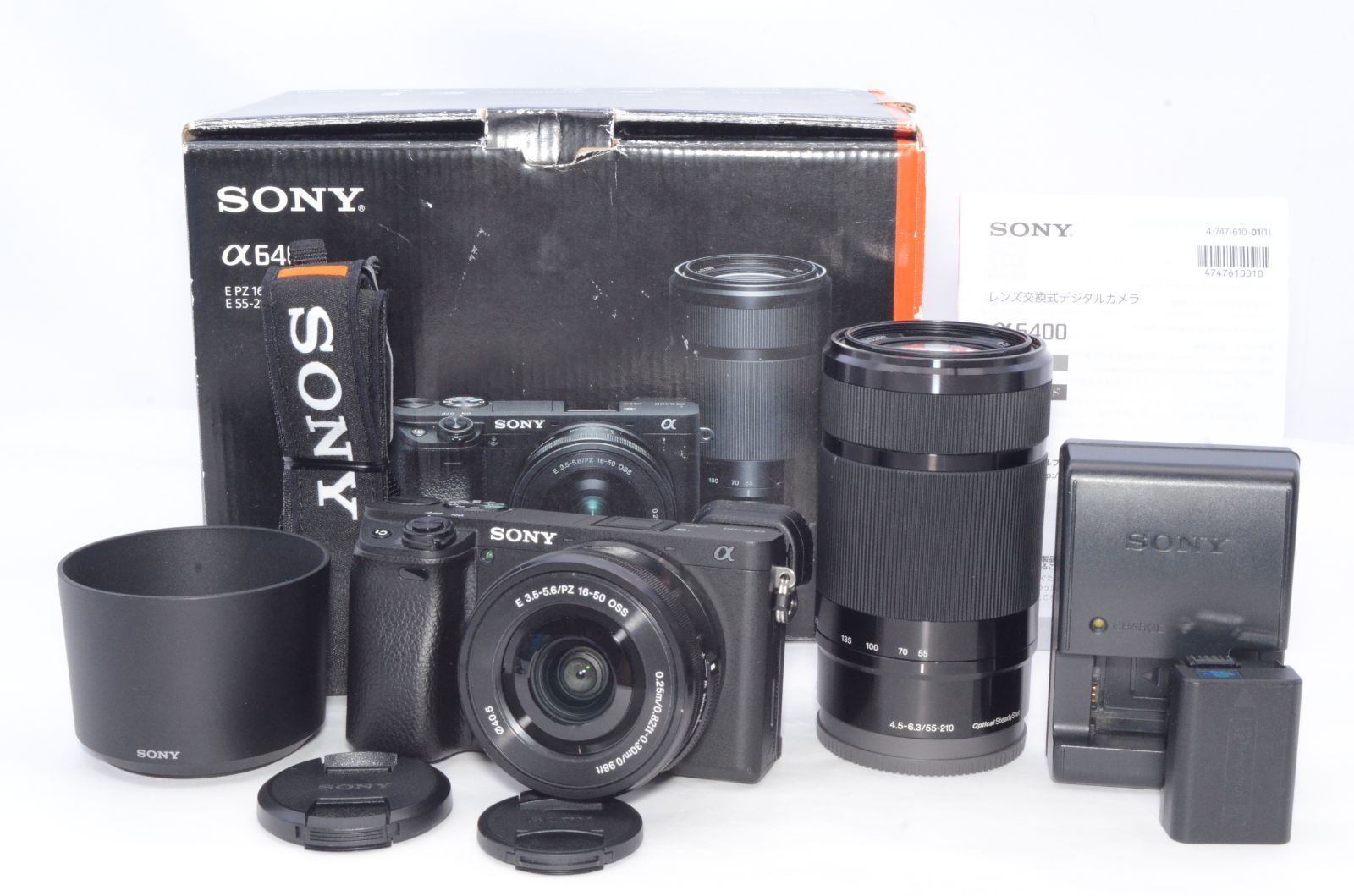 シャッター数570回！Sony ソニー α6400 ダブルキット SELP1650 F3.5-5.6+SEL55210 F4.5-6.3 SEL55210 ブラック