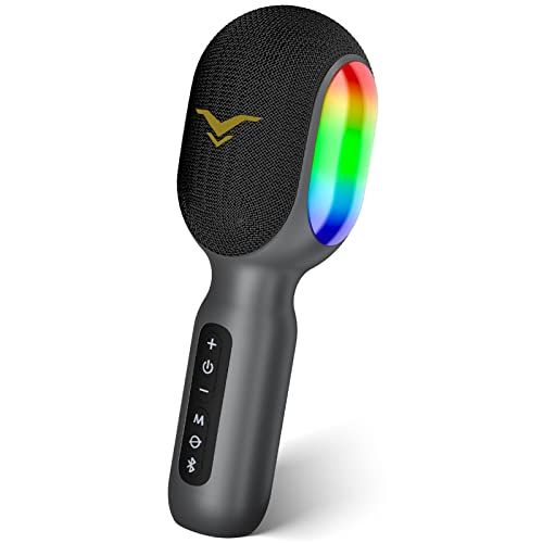 カラオケマイク Bluetooth ワイヤレスマイク 家庭用 ボーカル消去 デュエット対応 LEDライト付き 録音・伴奏・音楽再生 FM送信 車でカラオケ簡単 充電式 iPhone Android対応 自宅 おうちカラオケ パーティー ボイス 8648b44e