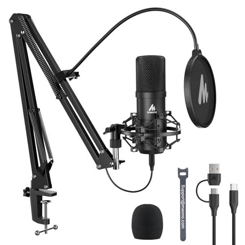 MAONO USBコンデンサーマイク XLR 卓上マイク プラグ&プレイ 単一指向性 アームスタンド付き ノイズ低減 PC/サウンドカード/ミキサー/会議/Skype/Windows/MacOS/PS4/PS5/スマホ対応 録音 生放送 ポッ cb653c82