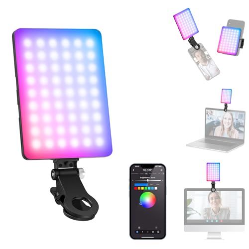 NEEWER VL67C RGB スマホライト 撮影用ライト LEDビデオライト APP制御 調光可能な自撮り 女優ライト 94 LED CRI97 2000mAh 充電式 コールドシューマウント/前後クリップ付き iPhone/ipad/p 6be76a21