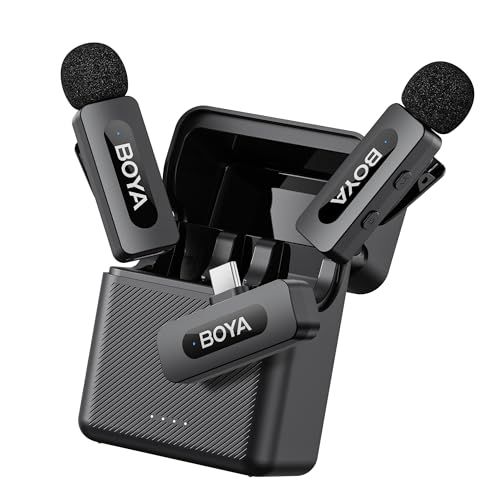BOYA BY-V30 ピンマイク ワイヤレス iPhone15/16 Android対応 瞬時接続 音画同期 ノイズ軽減 36時間連続使用 360°集音 360°回転可 クリップ式 超ミニマイク 送信機2台+ USB Type-C受信機+充 0f15b2b5