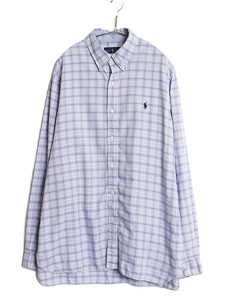 ラルフローレン チェック 長袖 ボタンダウン シャツ メンズ XL 古着 ポロ コットン 長袖シャツ マチ付き ヴィンテージ モデル 大きいサイズ
