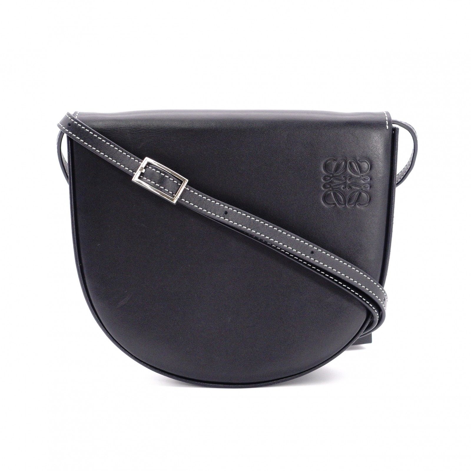 専用■ロエベ アナグラム ショルダーバッグ ラムスキン クロスボディ ブラック LOEWE ロエベ アナグラム ショルダーバッグ レザー ブラック クロス