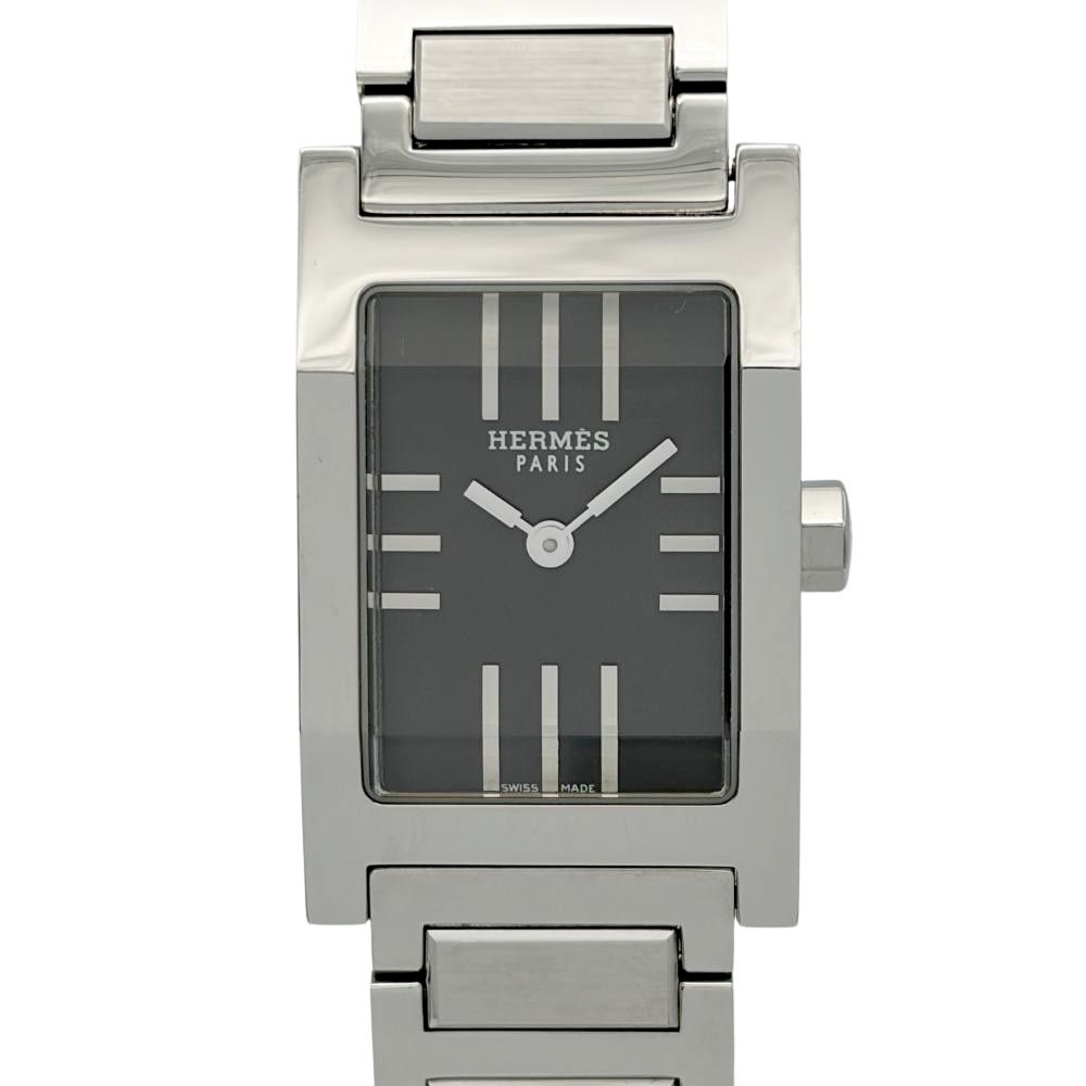 エルメス HERMES TA1.210 タンデム 腕時計 グレー文字盤 稼働品 SS レディース【中古】