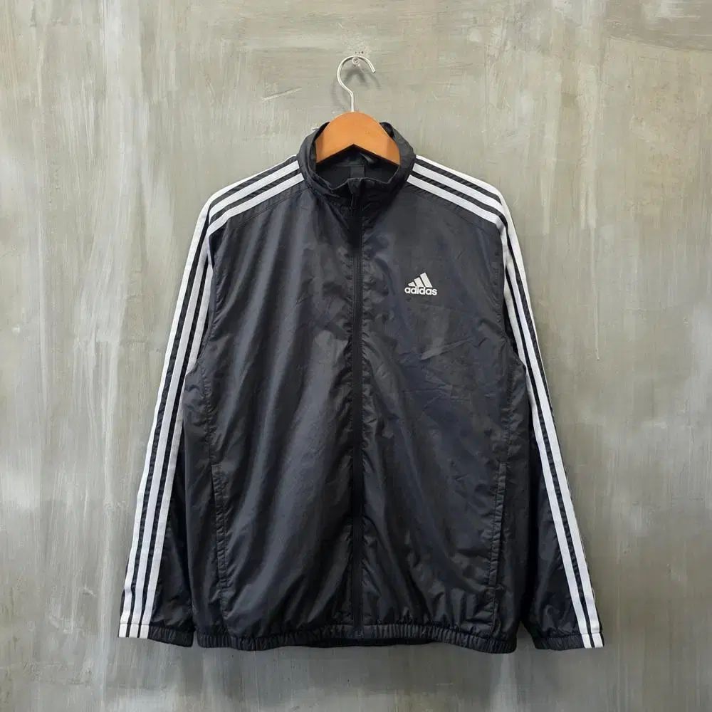 メンズ adidas 3本線 ブラック ウィンドブレーカー ジャケット