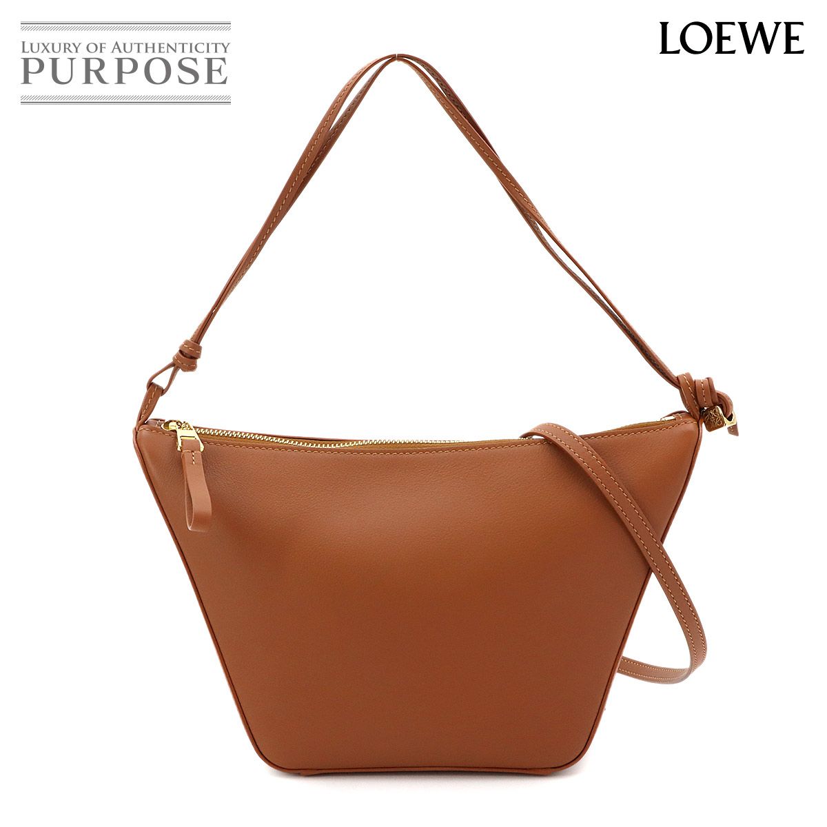 未使用 展示品 ロエベ LOEWE ハンモック ホーボーバッグ ミニ ショルダー バッグ レザー タン A538G13X01 Hammock Hobo Mini 90316229