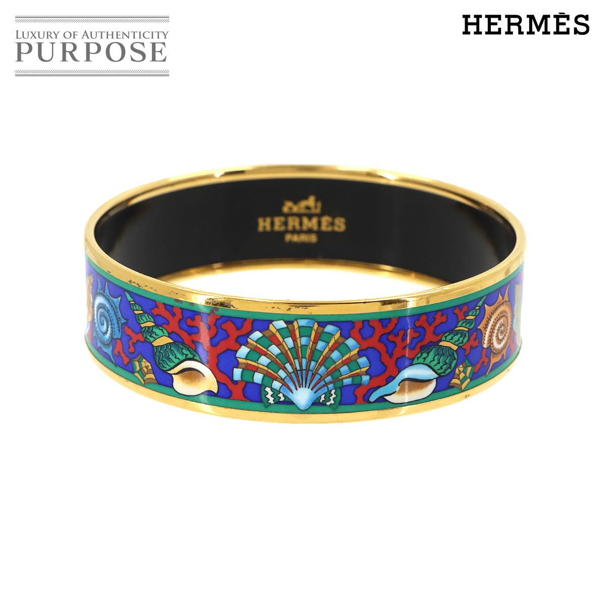 新品同様 エルメス HERMES エマイユ GM バングル ブレスレット ブルー マルチカラー ゴールド アクセサリー Email GM 90321951