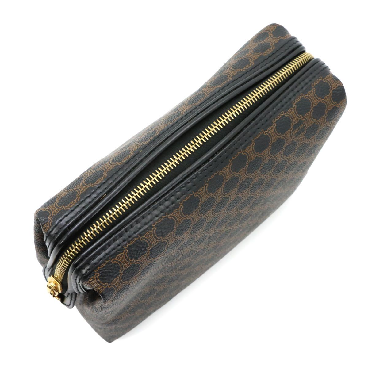 新品同様 セリーヌ CELINE マカダム ポーチ PVC レザー ブラック