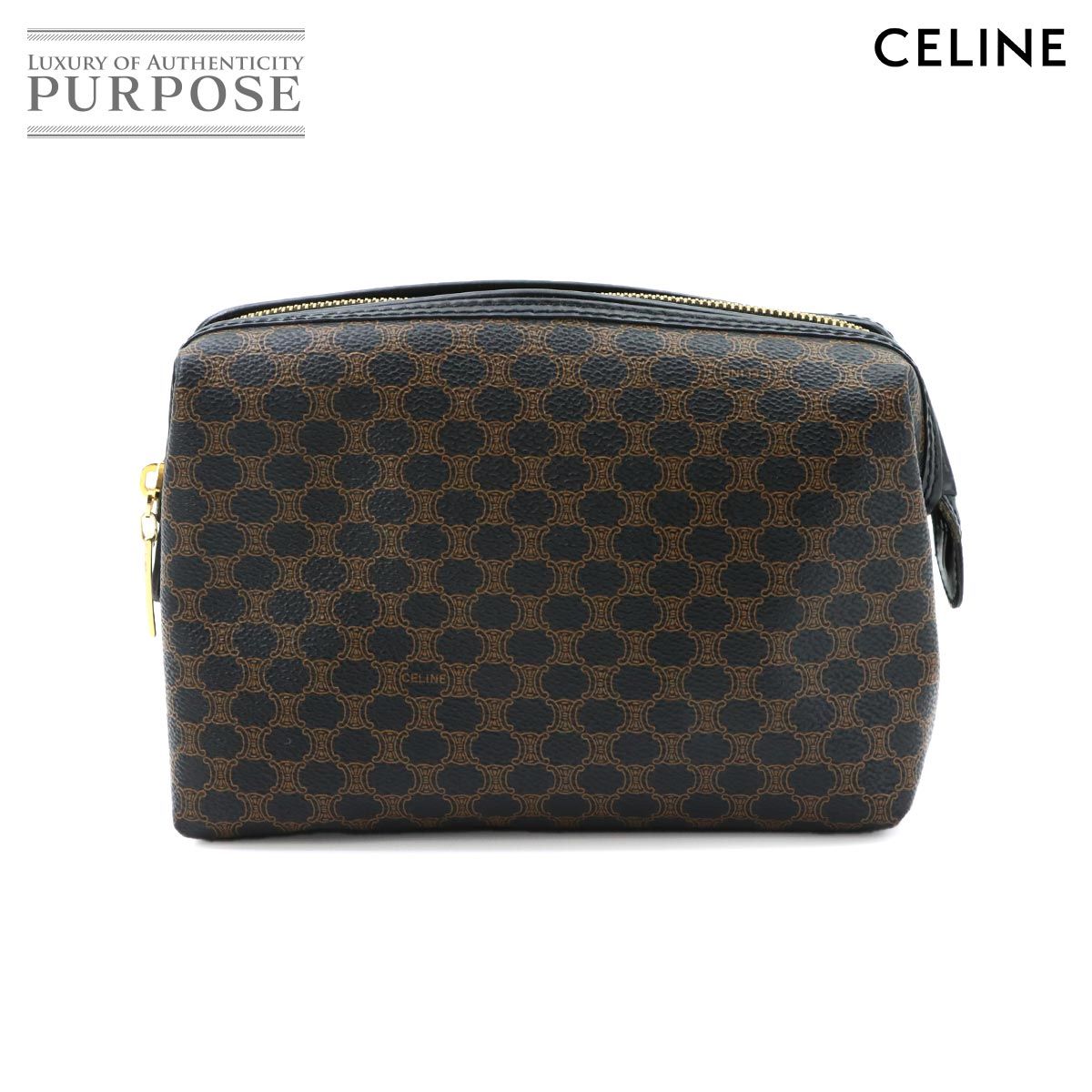 新品同様 セリーヌ CELINE マカダム ポーチ PVC レザー ブラック