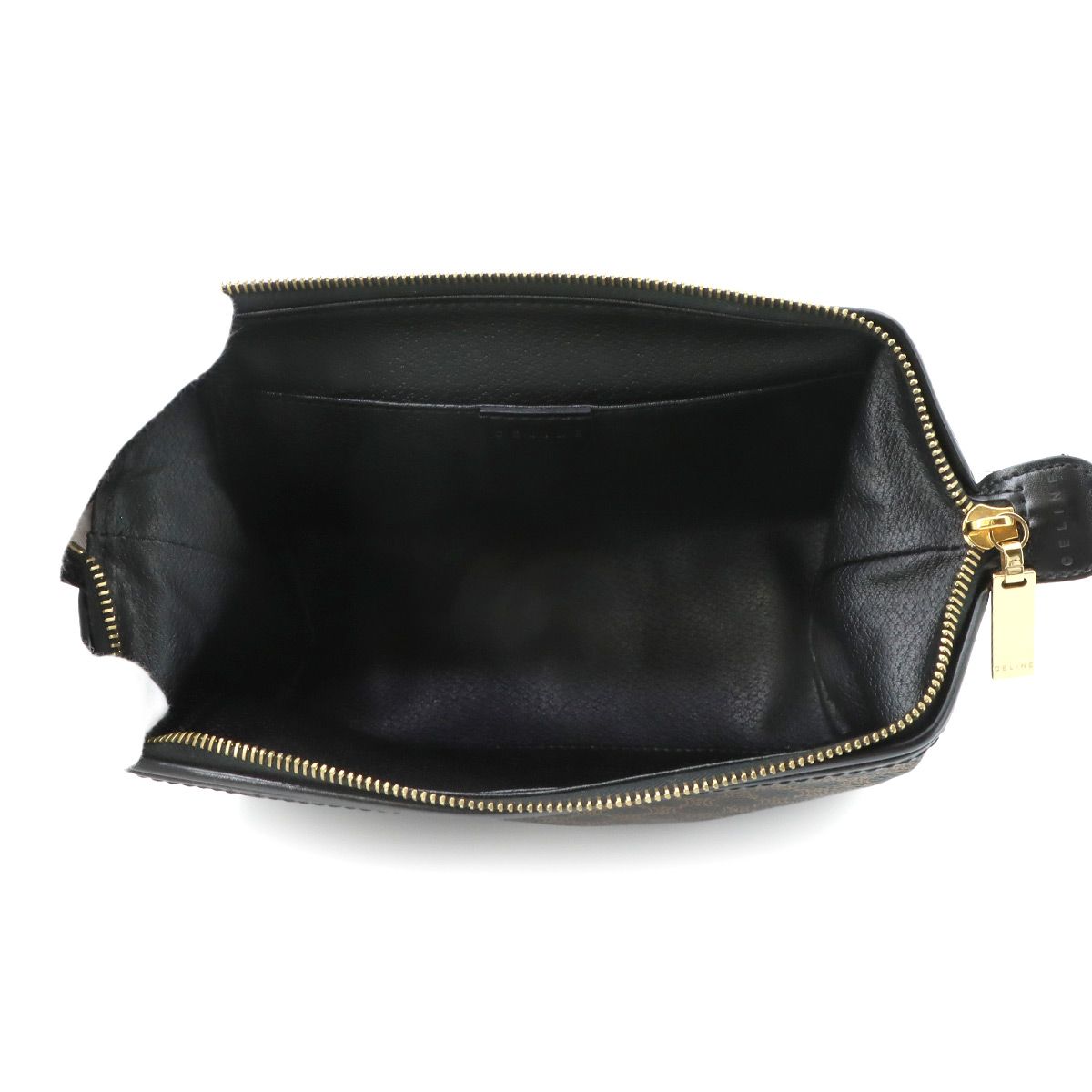 新品同様 セリーヌ CELINE マカダム ポーチ PVC レザー ブラック 