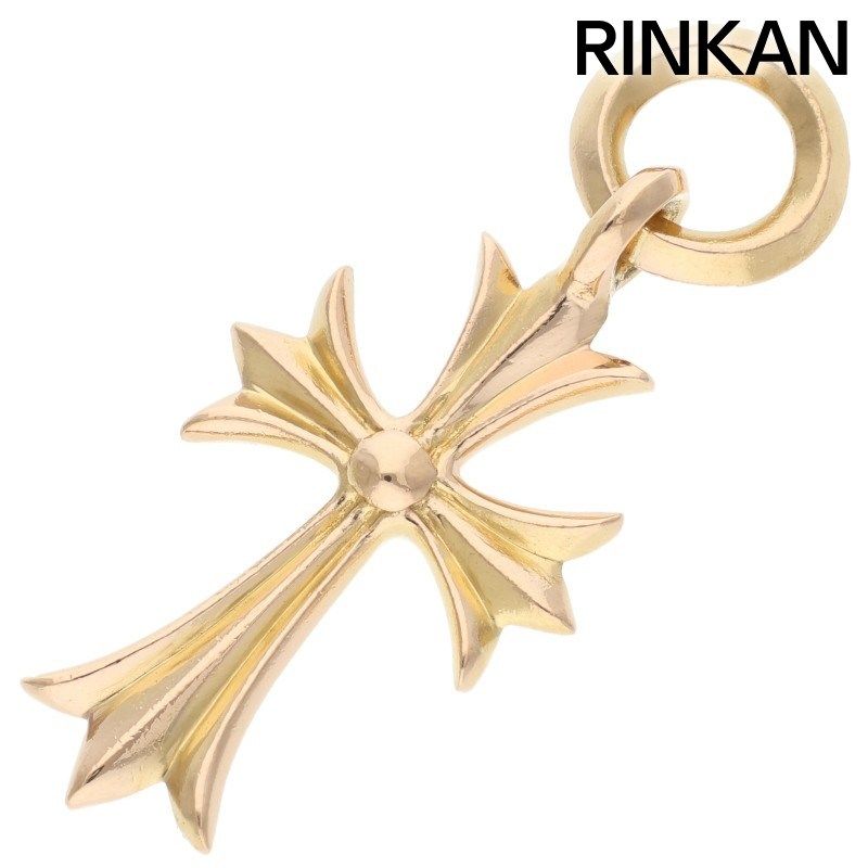 クロムハーツ 22K TINY CH CROSS/タイニーCHクロス チャーム/ゴールドネックレストップ メンズ