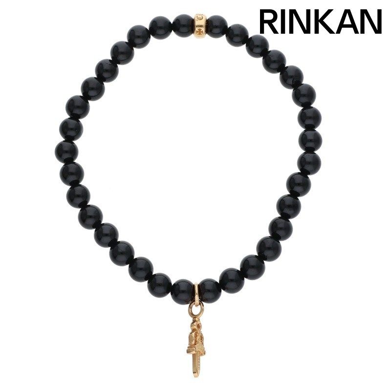 クロムハーツ 22K 6mm BEAD スタックダガーブラックトルマリンビーズブレスレット メンズ