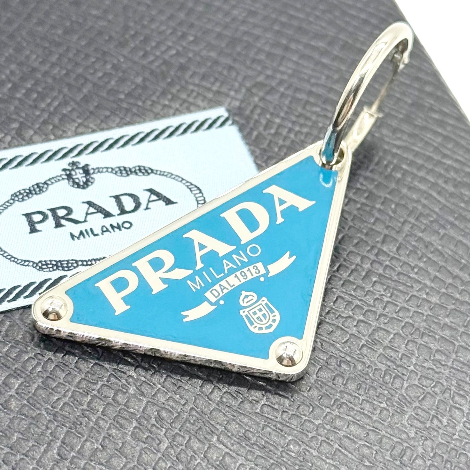 PRADA　プラダ　ピアス　SV925　ブルー　片耳用　フープ　三角ロゴ　トライアングルプレート　アクセサリー　1JO719　メンズ　レディース　ユニセックス　ブランド　ハイブランド　箱　保存袋付　5001